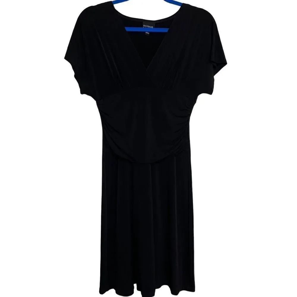 EnFocus Studio Flouncy Short Sleeve Mini Dress Black Size 6